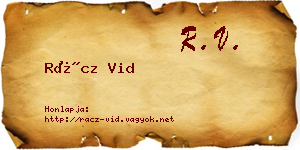 Rácz Vid névjegykártya