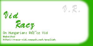 vid racz business card